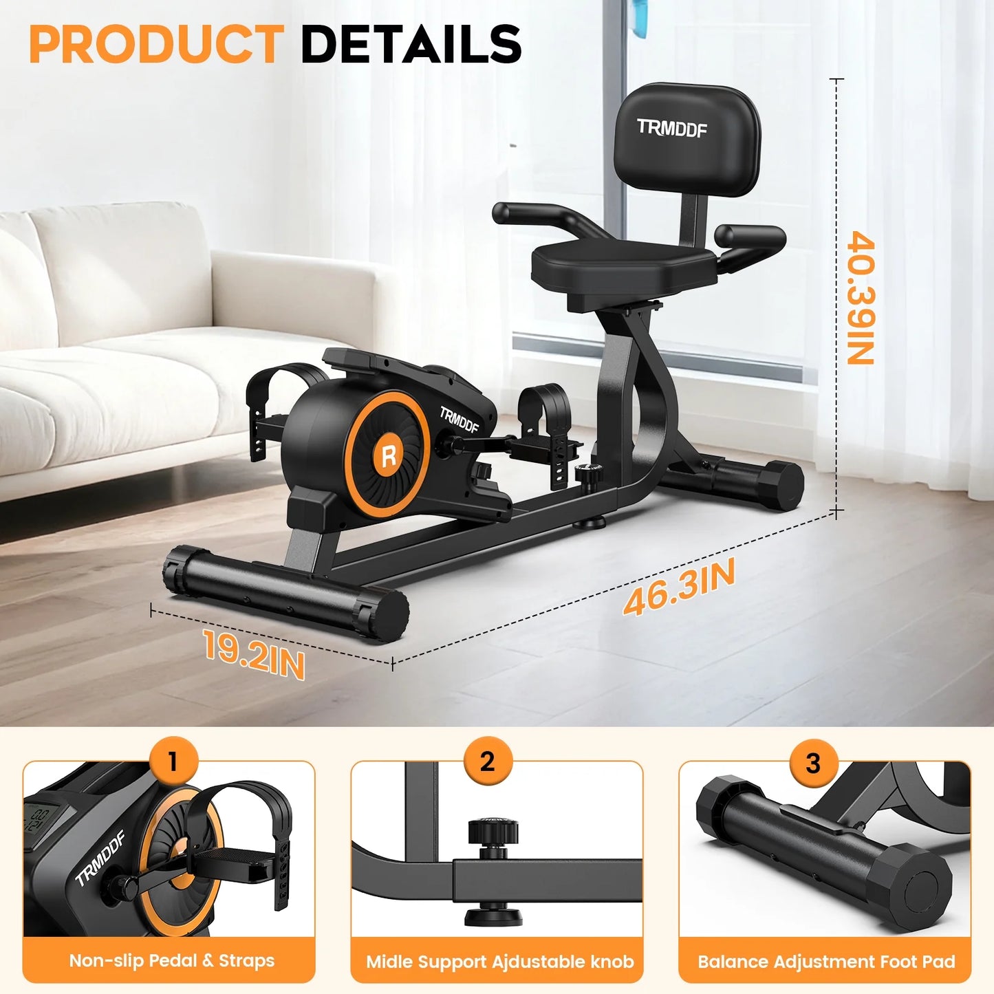 Workout Home Cycling Magnetic Recumbent Exercise Bike Fitness Cardio Indoor Cycling Bike 220Lbs