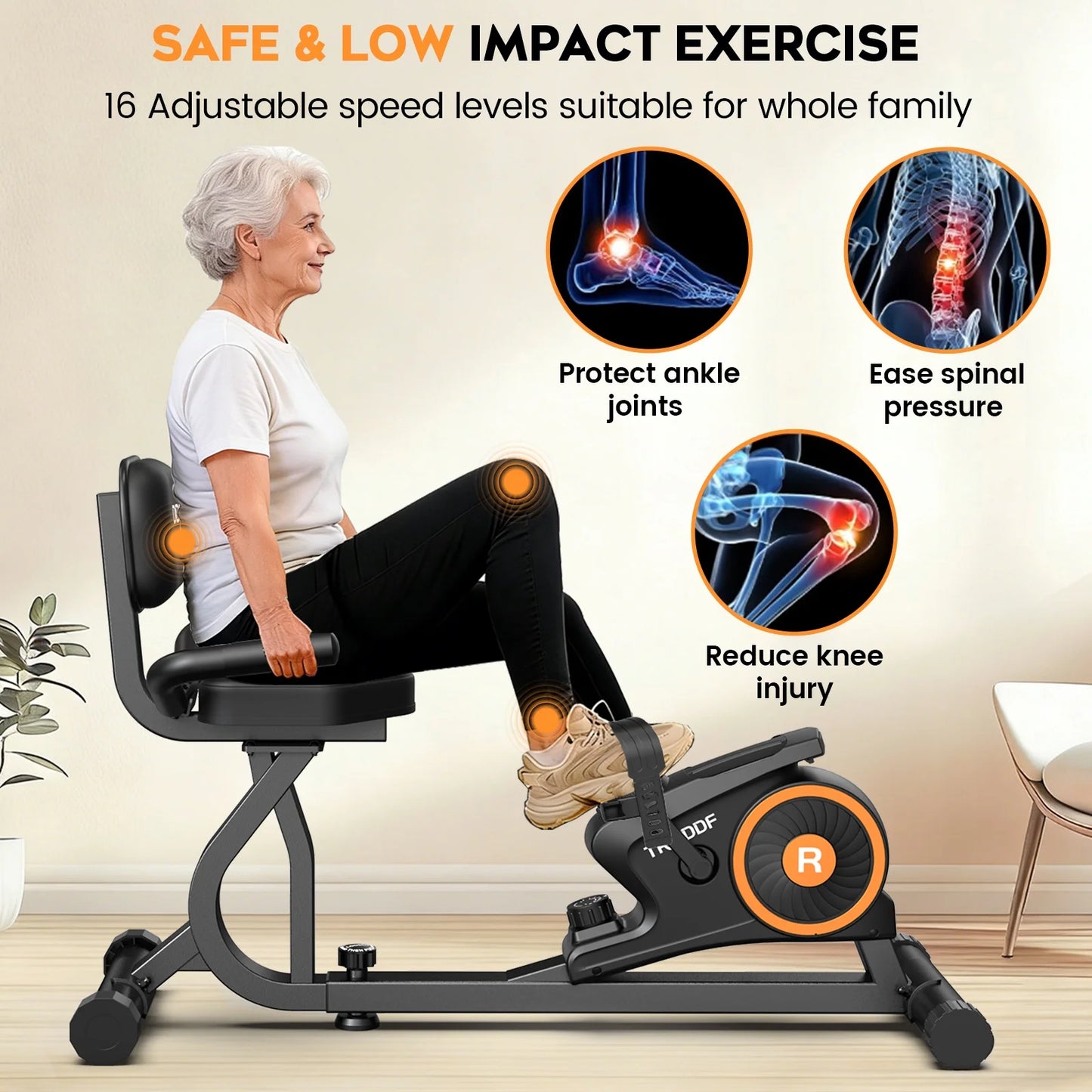Workout Home Cycling Magnetic Recumbent Exercise Bike Fitness Cardio Indoor Cycling Bike 220Lbs