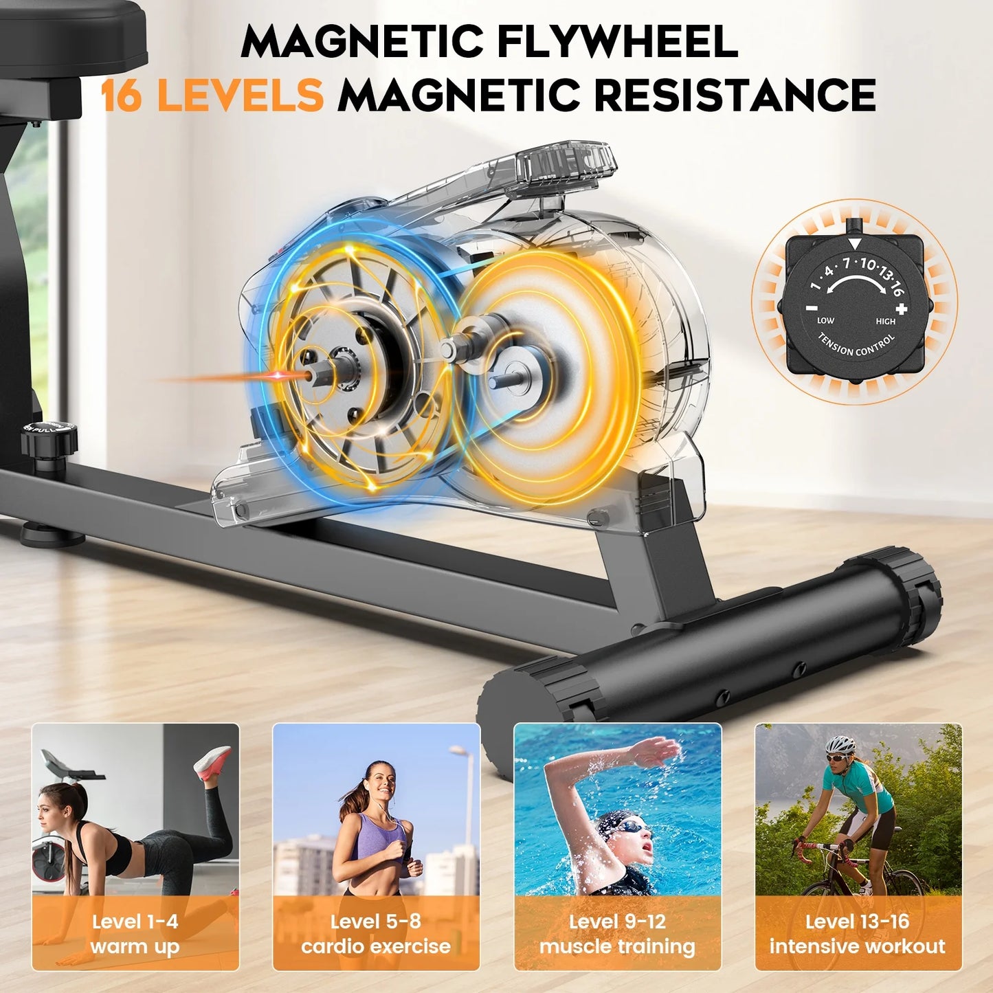 Workout Home Cycling Magnetic Recumbent Exercise Bike Fitness Cardio Indoor Cycling Bike 220Lbs